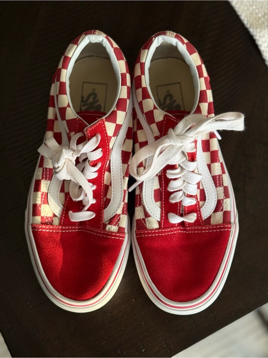 Vans Shoes - Old Skool Red Checkerboard Skate Shoes with White Stripe